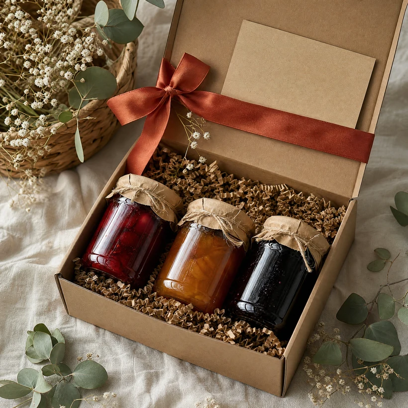 Three-jar preserve gift box